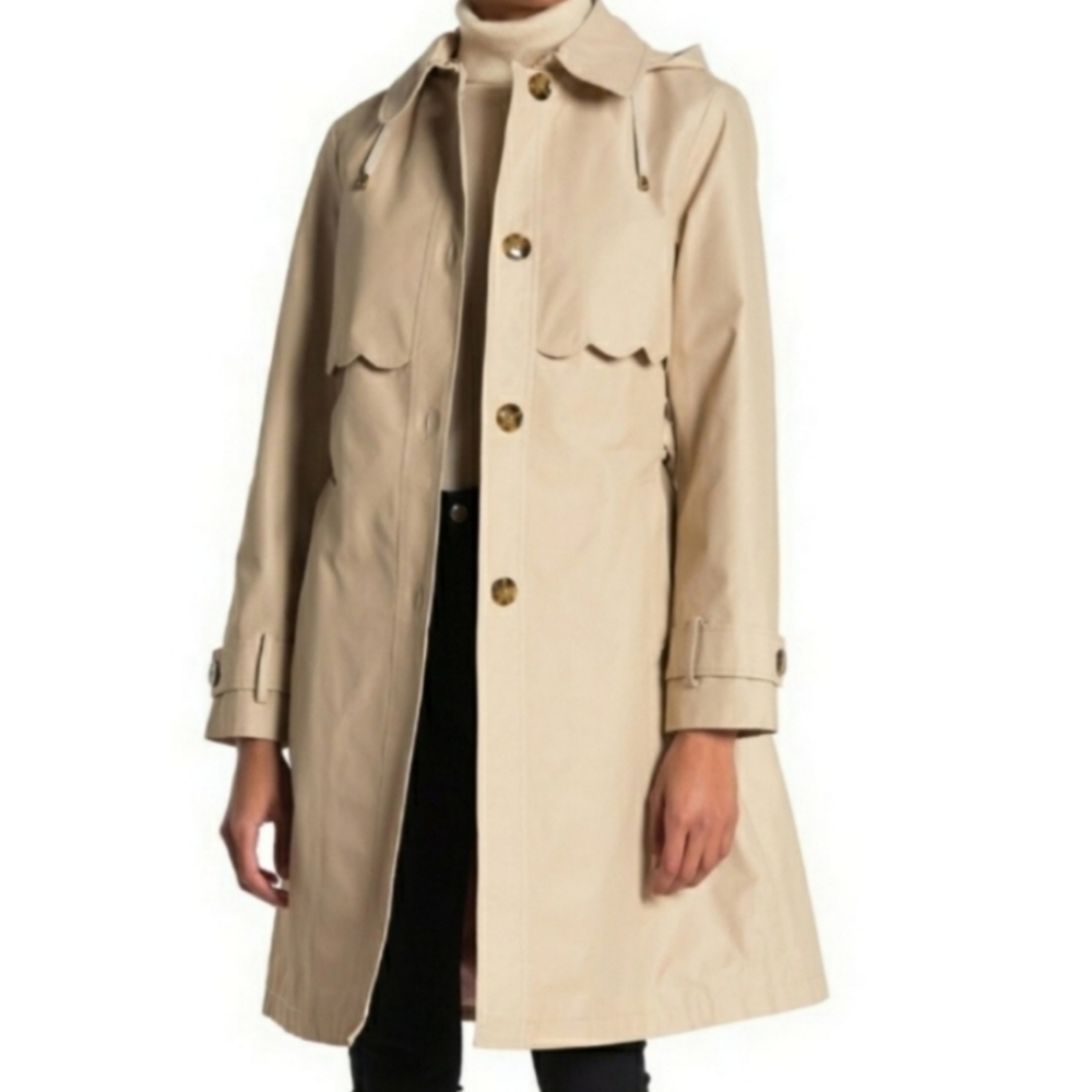 NWT KATE SPADE| Scalloped Belted Rain Trench Coat - Picture 2 of 8